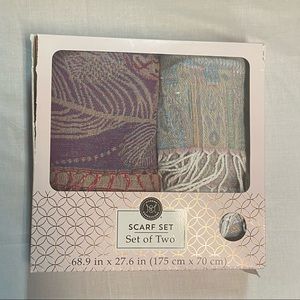 Modern Expression Set of Two Scarfs Purple & Teal